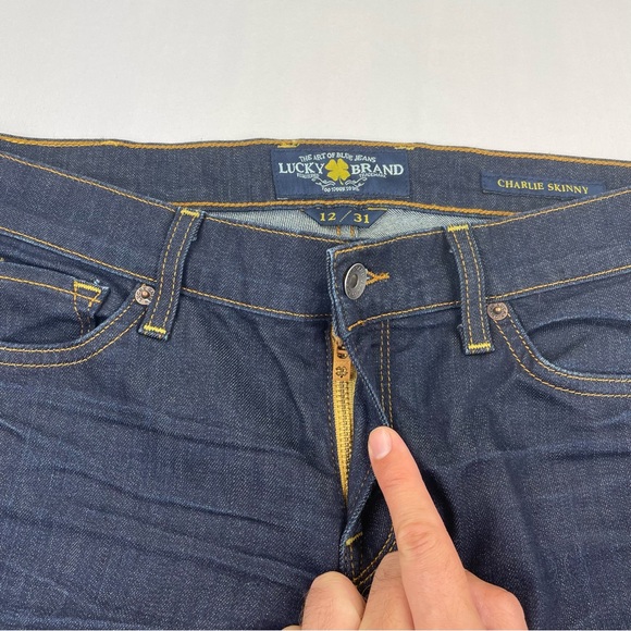 Lucky Brand Jeans Womens 12/31 Charlie Skinny Dark Wash Mid Rise Stretch 34” W - Picture 9 of 11